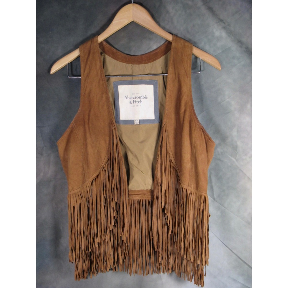 Archival Y2K Abercrombie & Fitch Genuine Suede Leather Western Fringe Vest M/L